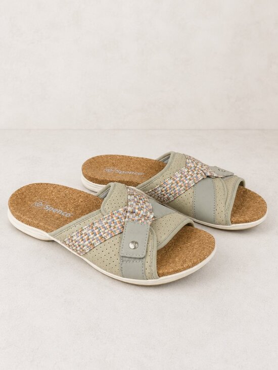 Spenco Shoes - Spenco Women's Bonaire Orthotic Slide Sandals Checkered Cork Size 9 B Comfort